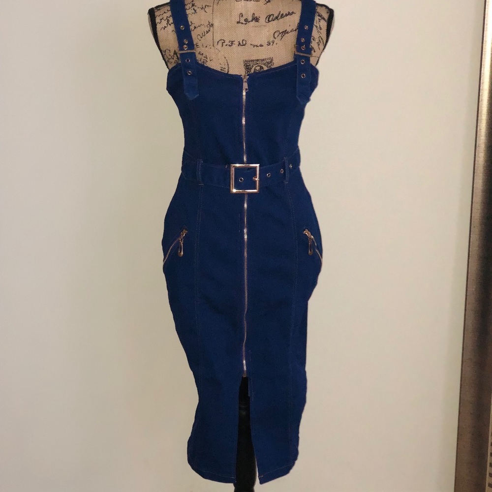 Denim zip up jeans dress - Picture 6 of 8